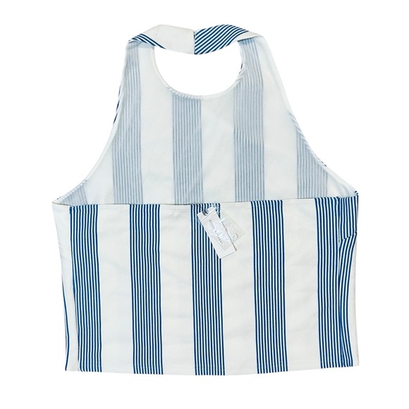 Bishop + Young ANTHROPOLOGIE NWT White/Blue Striped Halter Top XL - Picture 7 of 16